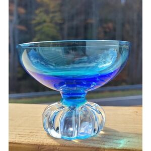 Aseda Blue Ombre‎ Champagne Glass Bowl~ Swirl Pedestal~Candy Dish~Candle Holder